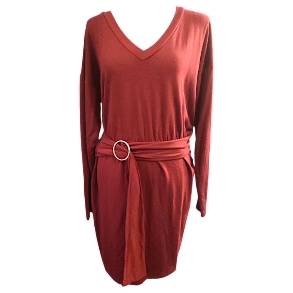 Venus Deep Red Soft Sweatshirt Dress ( 5 For $20 Item )